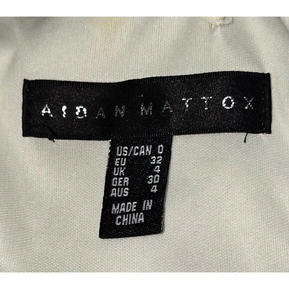 Aidan Mattox Women's Black/White Embordered Banded Waist Halter Dress Sz 0 291 - Picture 7 of 13